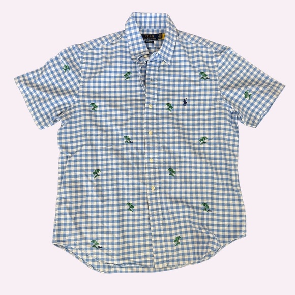 POLO RALPH LAUREN Men's Palm Tree-Embroidered Oxford Shirt Size Medium - Picture 1 of 6